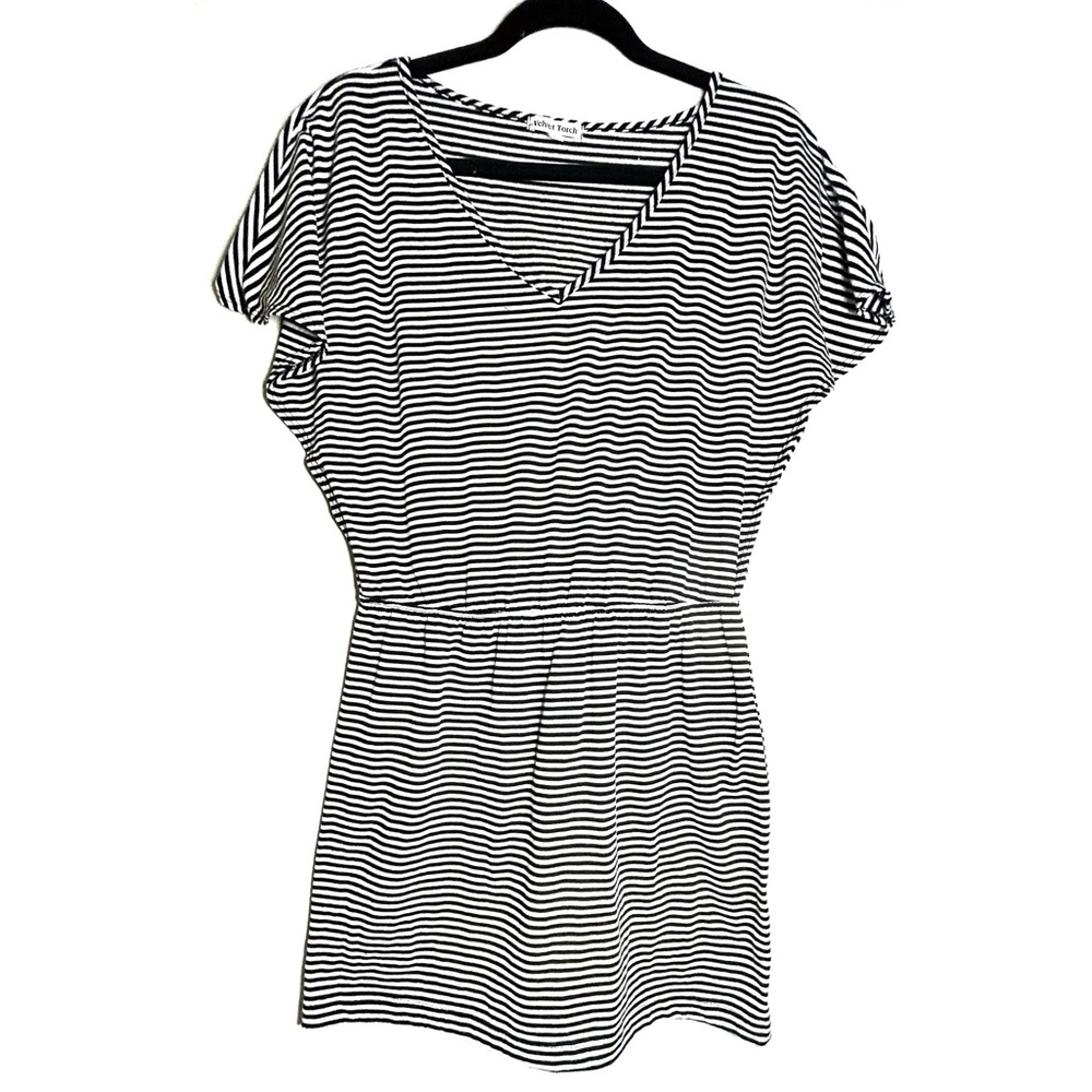 Velvet Torch Black and White Striped Dress